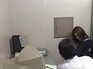 Naughty Japanese teen gave a blowjob to a police inspector