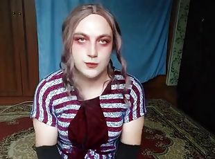 HOT FEMBOY WITH BIG BUTT STUDENT TEEN GIRLLY DRESSED CUTE CROSSDRESS MODEL KITTY AT HOME TRYING TO GET DRESSED AND DO SEXUAL PERFORMANCE