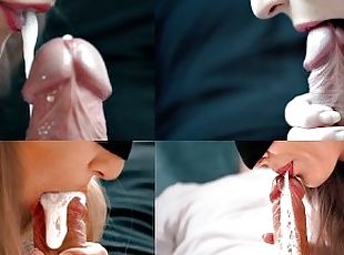 Blowjob (seks dengan mengisap penis), Deepthroat (penis masuk ke tenggorokan), Kompilasi, Menelan, Sperma, Pengisapan