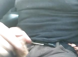 Wanking behind the wheel! Car jerking and cumming!