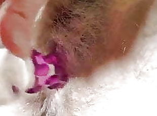 Hairy pussy playing closeup 