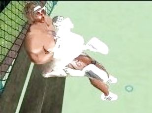 šport, amatérske, pár, štetka, anime, 3d, tenis, biele, kurva