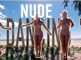 Nudist, Im freien, Öffentliche, Ehefrau, Dilettant, Strand, Tanzen, Exhibitionist