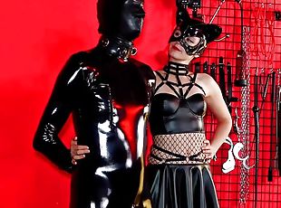 Tysk, Bdsm, Slave, Beskidt, Europæisk, Euro, Latex, Bondage, Elskerinde, Ydmygelse