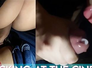 Fucking at the cinema with my friend, VERY RISKY AND EXCITING! Cumping in her little mouth