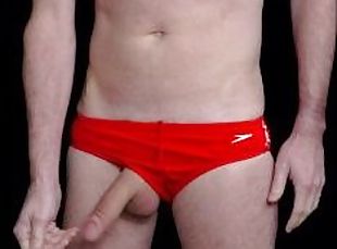 Jerking in my red speedo