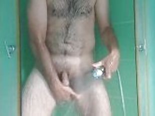 bañando, papá, peluda, masturbación, squirting, amateur, chorro-de-corrida, pajeándose, corrida, sauna