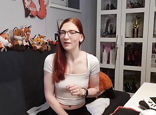 German redhead teen has her first orgasm on camera