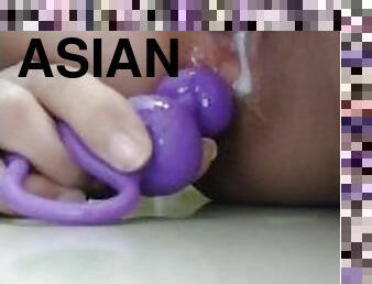 asiatisk, masturbation, kvinnligt-sprut, amatör, anal, tonåring, leksak, sprut, dildo, petit