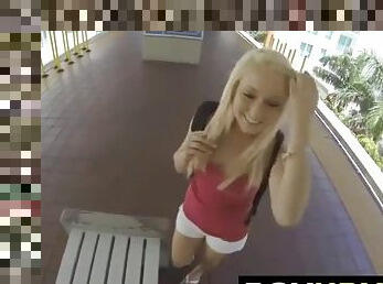 Meeting blonde at subway station and fucking her pov