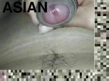 asiatique, masturbation, giclée, amateur, anal, gay, solo