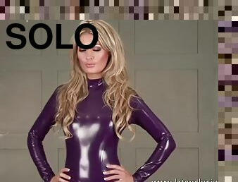 Charlotte: purple latex catsuit