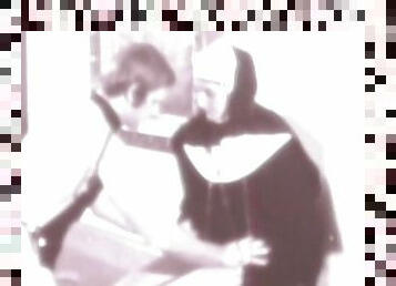 Horny nun enjoying large cock