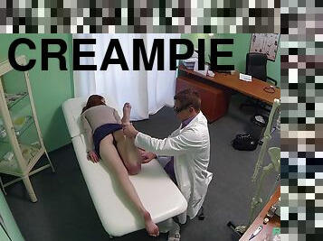 Innocent Red Head Gets A Creampie Prescription 1