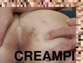 röv, fet, amatör, anal, creampie, par, bbw