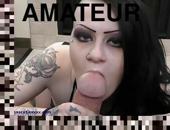 amatør, kæmpestor-pik, dobbelt, synsvinkel, knepning-fucking, brunette, tatovering, penetrering