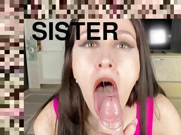 Step Sister Gives Sloppy Blowjob And Cumshot In Mouth - Annygrace