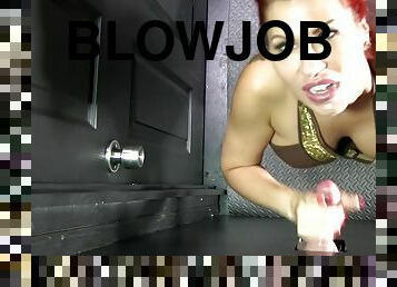 Redhead Cock Sucker At Work - Savana Styles gives POV gloryhole blowjob