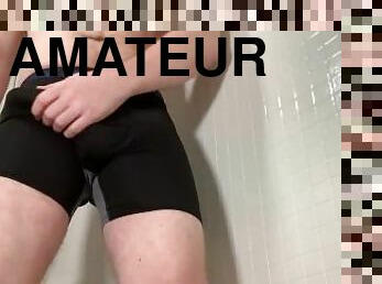 masturbation, amatör, gigantisk-kuk, trosor, ensam, gym, kuk