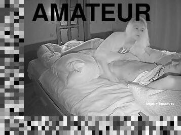 amatör, avsugning, kamera, voyeur, blond, busig, gömd