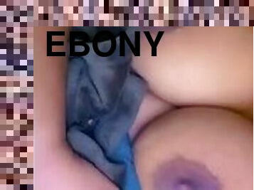 Ebony admiring her perfect titties