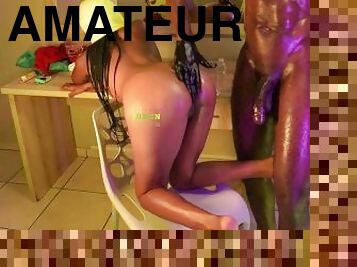 cul, levrette, amateur, babes, ébène, énorme-bite, hardcore, chevauchement, coquine, africaine