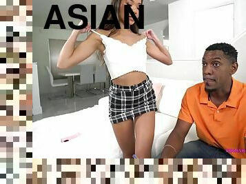 asiatique, cul, gros-nichons, anal, fellation, énorme-bite, interracial, maison, pornstar, black