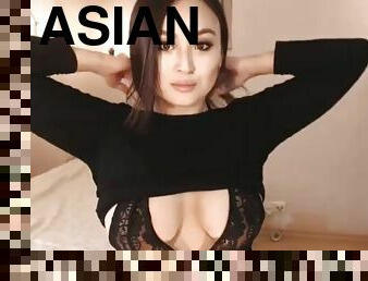 asiatisk, storatuttar, gigantisk, fru, amatör, milf, mamma, webbkamera, söt, tuttar