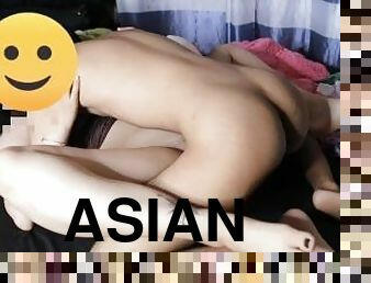 asiatisk, röv, storatuttar, amatör, gigantisk-kuk, creampie, par, knubbig, thailändsk, college