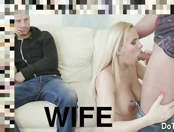 Do The Wife - Blonde Wives Swallowing Cock in Front of Cuckolds Compilation