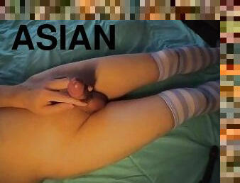 asiatisk, masturbation, gammal, amatör, mogen, cumshot, avrunkning, massage, sprut, äldre