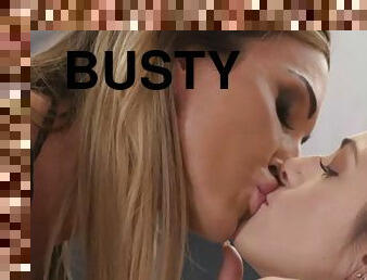 Busty lesbian milf pussylicked by petite teen