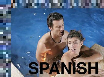 babes, pareja, novia, europeo, euro, piscina, español