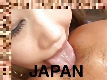Fetish Japanese love making - young Asian rimming her lover for cum