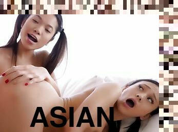 asiatisk, storatuttar, avsugning, cumshot, gigantisk-kuk, tonåring, japansk, trekant, kinesisk, liten