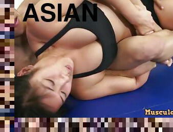 Mixed Wrestling With Stunning Asian Babe Mia Li