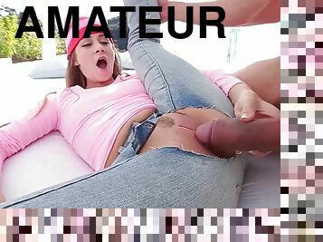 amatör, cumshot, blandade-raser, hardcore, creampie, blond