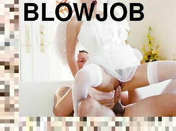 blowjob-seks-dengan-mengisap-penis, stocking-stockings, hak-tinggi