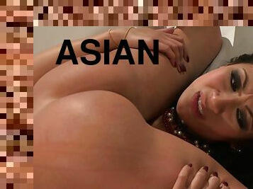 asiatisk, fitta-pussy, brudar, blandade-raser, lesbisk, svart, slyna, kyssar, flickvän, dildo