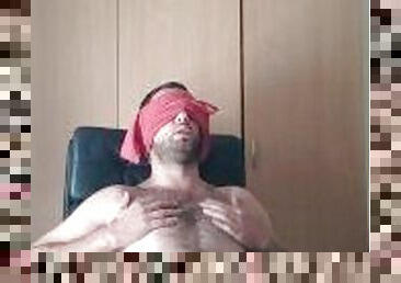 Horny Blindfolded Guy Made Cum Just By Using His Imagination # handsfree cum # nipple play