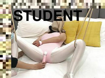 asiatisk, strømpebukser, student, legetøj, bdsm, strømper, universitet, maskiner, fetish, kvælning