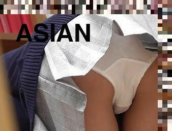 asiatisk, brudar, tonåring, kamera, voyeur, under-kjolen, trosor, fetisch, asiatisk-tonåring