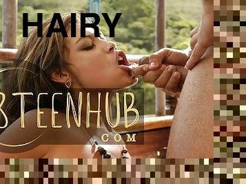 8TeenHub - Brunette With A Hairy Pussy Has Her Ass Pounded On A Sailboat