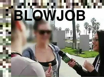 Tv reality show: blonde teen girl takes blowjob for money