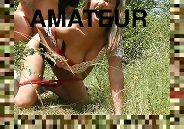 orgasm, utomhus, fru, amatör, anal, cumshot, fransk, par