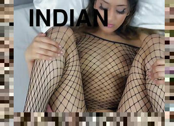 Fucking My Indian Girlfriend Kayla In Fishnets And Cumming On Her!