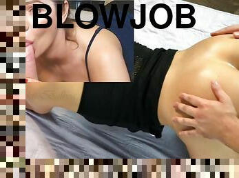 Blowjob and Anal Video Cumshow. Amazing Round Ass - Blonde girlfriend