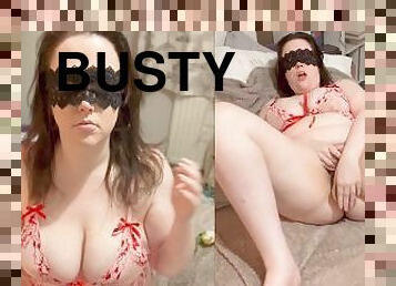 Busty English Girl Vibes and Fucks Her Pussy for Valentine's Day