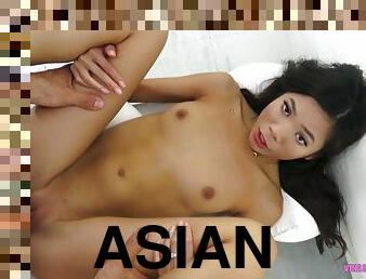 asiatisk, anal, avsugning, tonåring, vacker, busig, petit