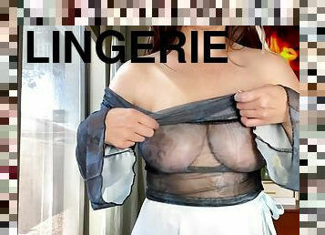 Transparent lingerie try on